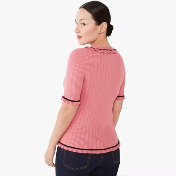 Kate Spade Pink Ruffle Short-Sleeve Sweater NWT - Picture 3 of 7